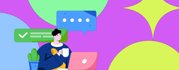 Communicate with consultants flat vector character concept operation hand drawn illustration
