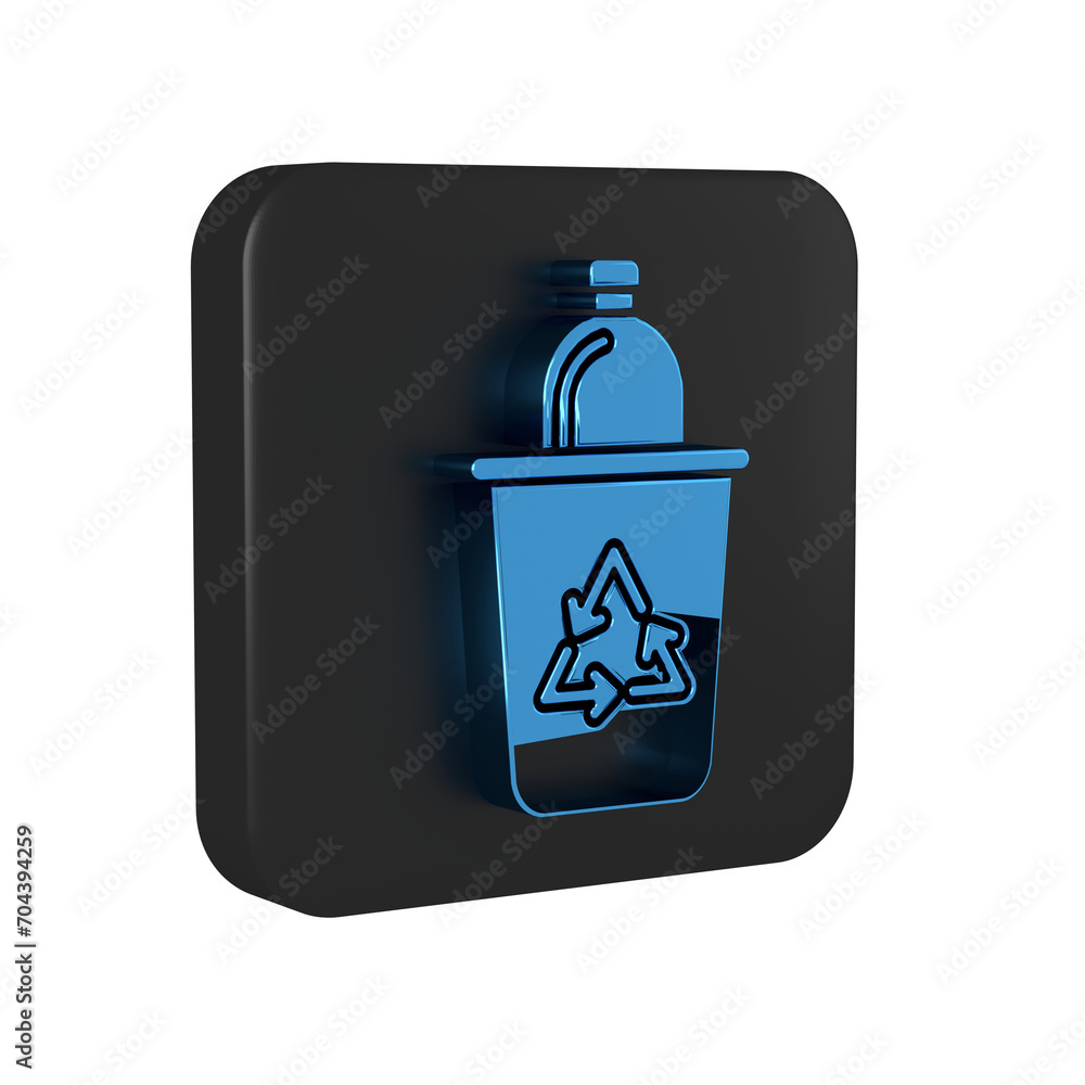 Poster blue recycle bin with recycle symbol icon isolated on transparent background. trash can icon. garbag