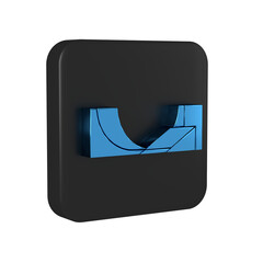 Blue Skate park icon isolated on transparent background. Set of ramp, roller, stairs for a skatepark. Extreme sport. Black square button.
