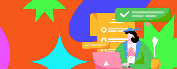 Communicate with consultants flat vector character concept operation hand drawn illustration
