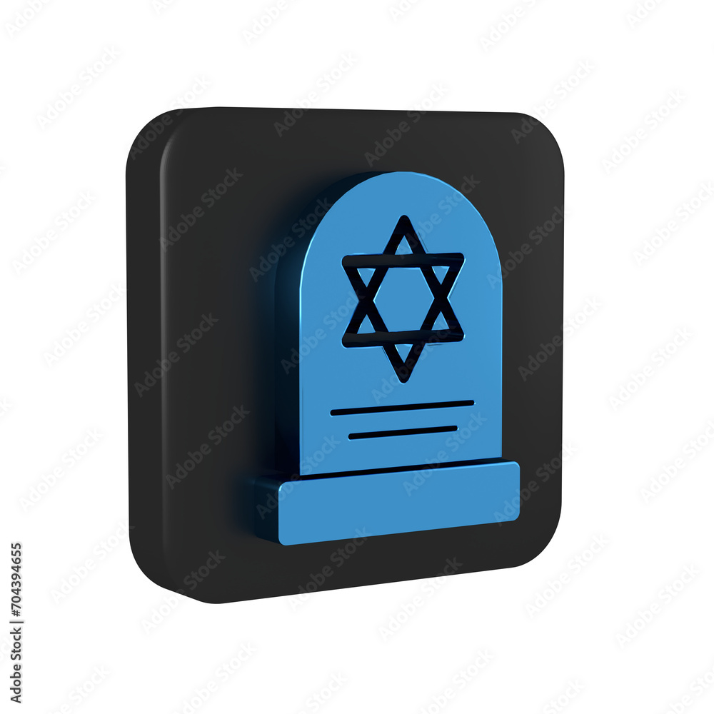 Canvas Prints Blue Tombstone with star of david icon isolated on transparent background. Jewish grave stone. Gravestone icon. Black square button.