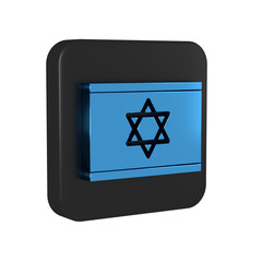 Blue Flag of Israel icon isolated on transparent background. National patriotic symbol. Black square button.