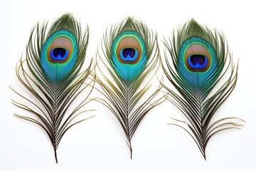 Obraz premium Peacock feathers on white background