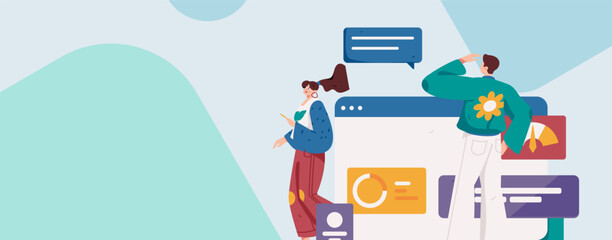 Naklejka premium Communicate with consultants flat vector character concept operation hand drawn illustration 