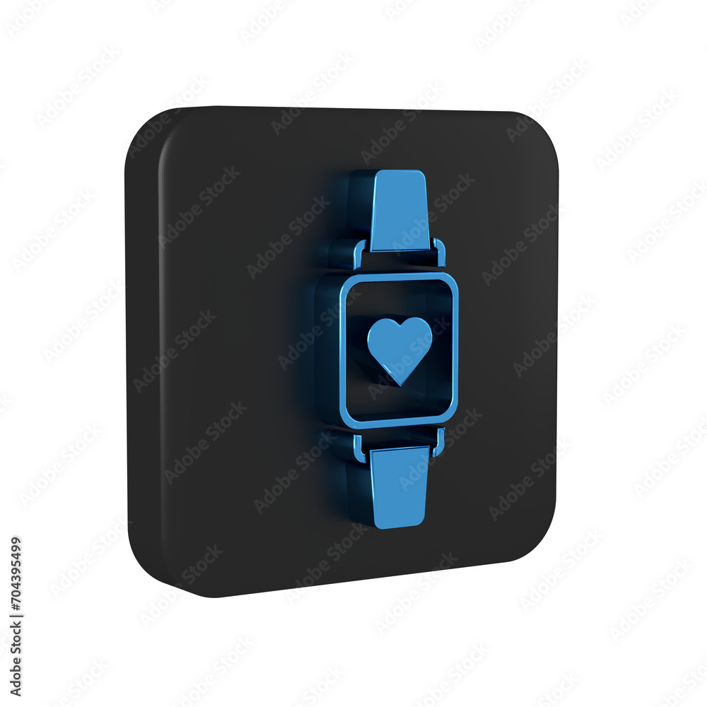 Canvas Prints blue smart watch showing heart beat rate icon isolated on transparent background. fitness app concep