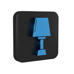 Blue Table lamp icon isolated on transparent background. Black square button.