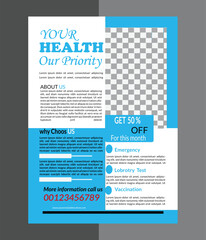 Doctors Flyer Premium Template. Business Simple Geometric Medical Health Flyer design .