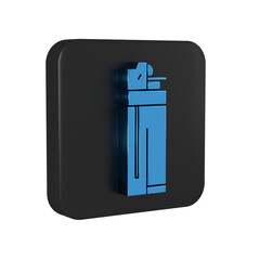 Blue Lighter icon isolated on transparent background. Black square button.