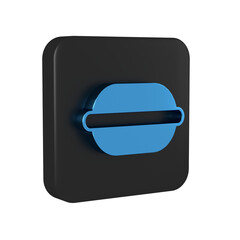 Fototapeta premium Blue Macaron cookie icon isolated on transparent background. Macaroon sweet bakery. Black square button.