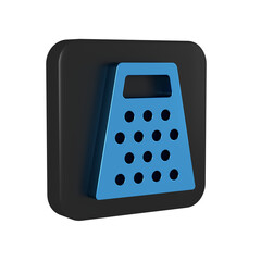 Blue Grater icon isolated on transparent background. Kitchen symbol. Cooking utensil. Cutlery sign. Black square button.