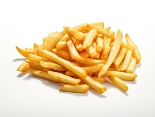 A Pile of Crispy French Fries Resting on a Clean White Table
