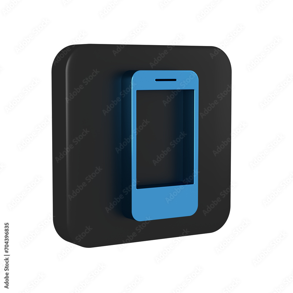 Poster blue mobile smart phone with app delivery tracking icon isolated on transparent background. parcel t