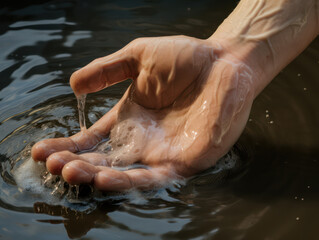 Fototapeta premium Washing hands with clear and clean water