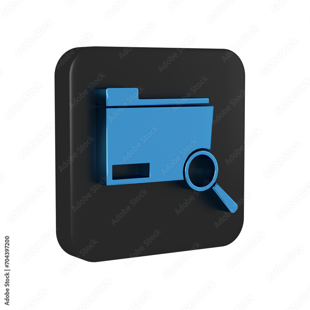 Poster blue search concept with folder icon isolated on transparent background. magnifying glass and docume