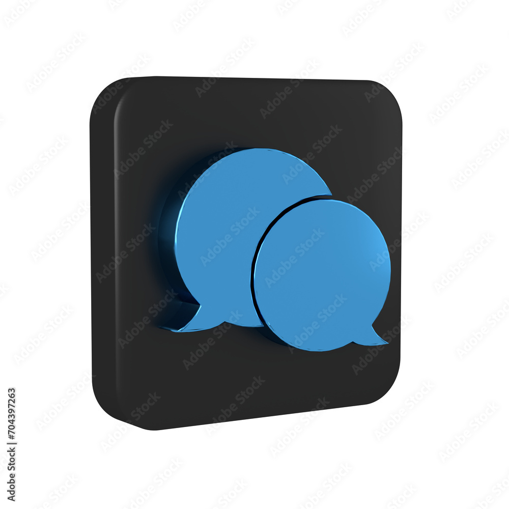 Poster blue speech bubble chat icon isolated on transparent background. message icon. communication or comm
