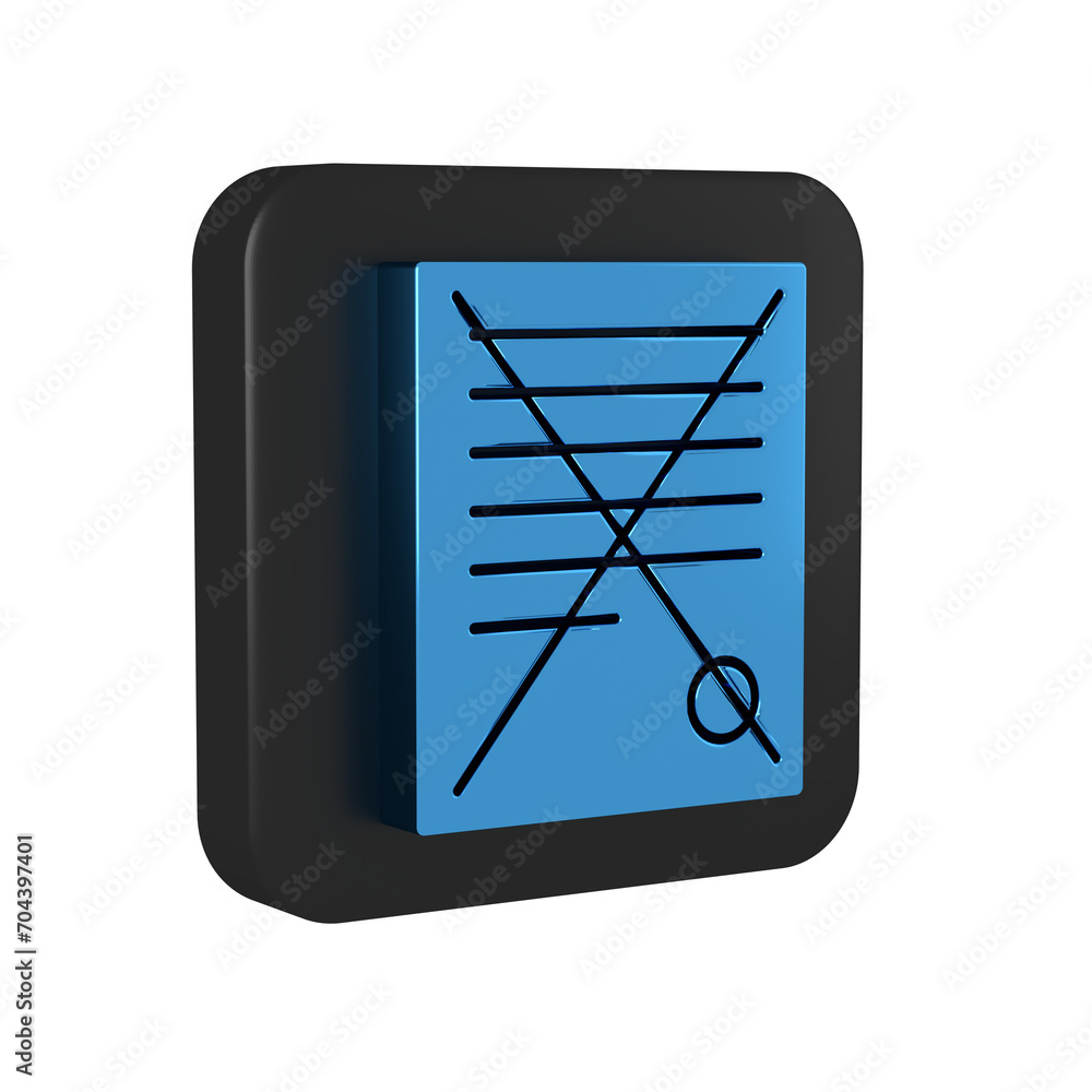 Poster blue delete file document icon isolated on transparent background. rejected document icon. cross on 