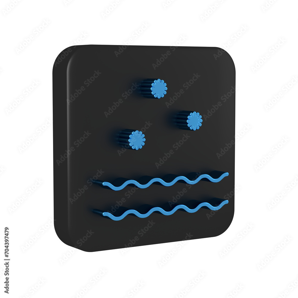 Sticker Blue Cold and waves icon isolated on transparent background. Black square button.