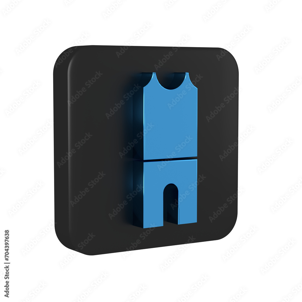 Sticker Blue Wetsuit for scuba diving icon isolated on transparent background. Diving underwater equipment. Black square button.