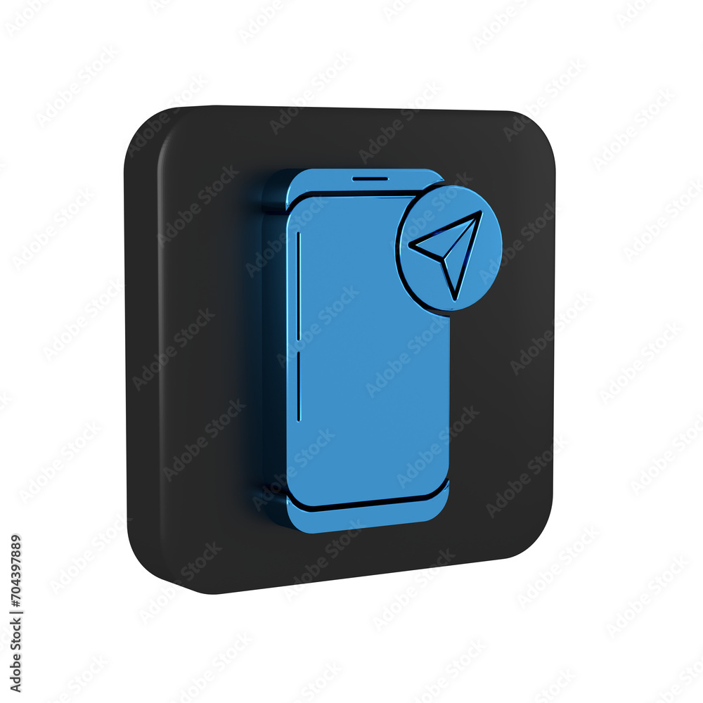 Poster blue infographic of city map navigation icon isolated on transparent background. mobile app interfac