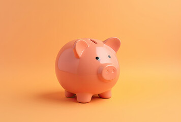 Pink Piggy Bank on Yellow Background