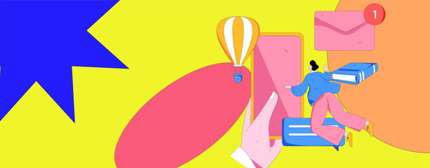 Character reading quietly vector concept operation hand drawn illustration
