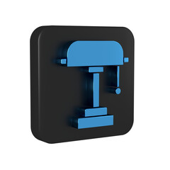 Blue Table lamp icon isolated on transparent background. Black square button.