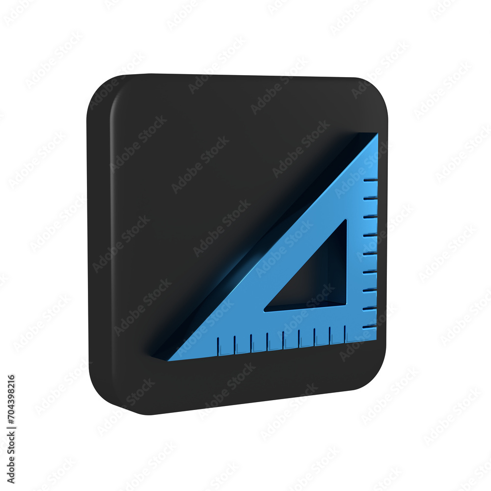 Poster blue triangular ruler icon isolated on transparent background. straightedge symbol. geometric symbol