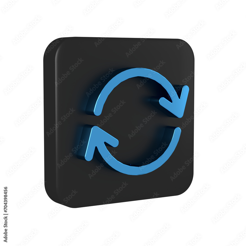Poster blue refresh icon isolated on transparent background. reload symbol. rotation arrows in a circle sig