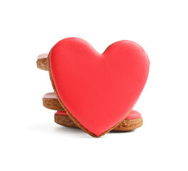 Sweet heart shaped cookies on white background