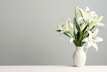 White Vase Filled With Flowers on Table - Simple and Elegant Home Decoration