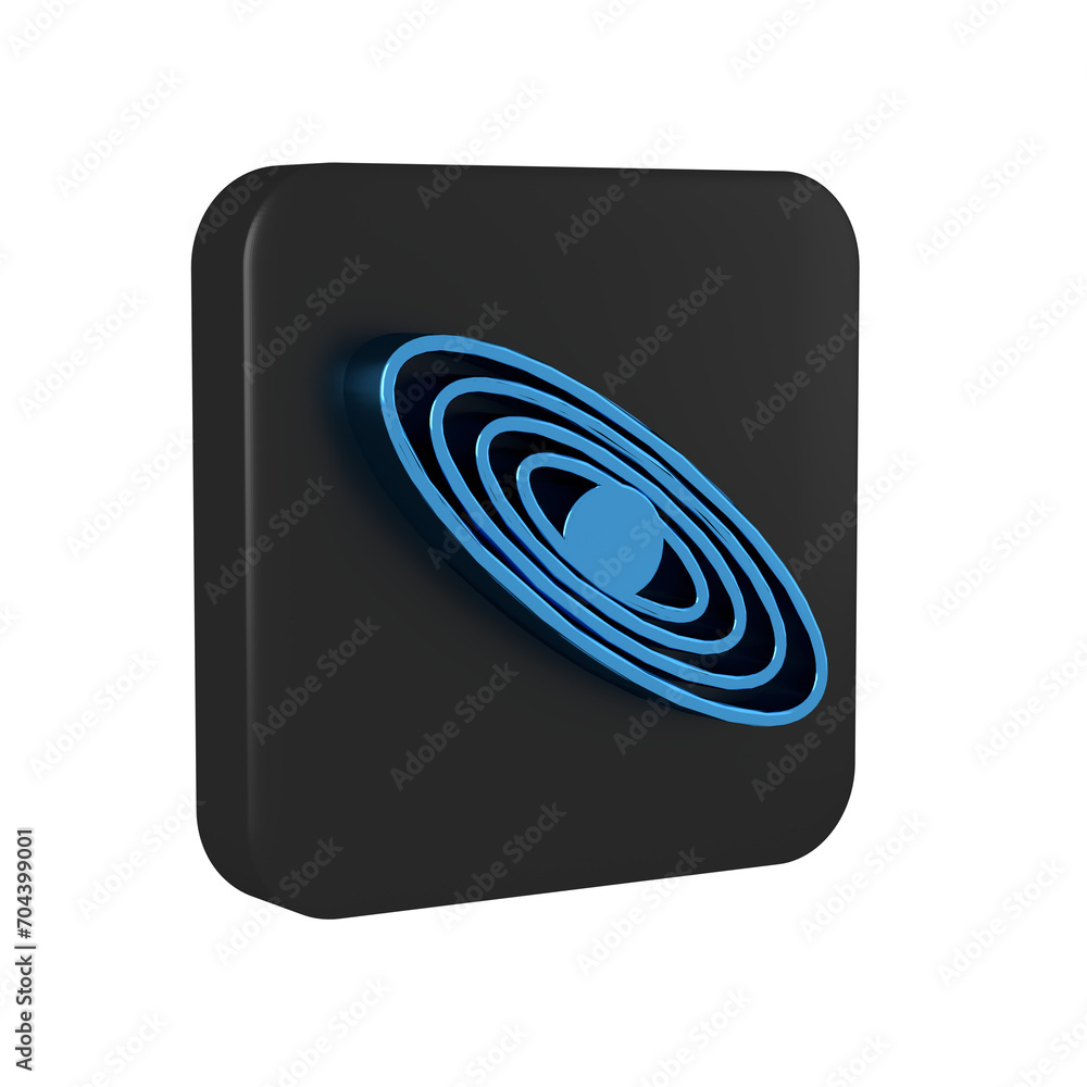 Poster blue planet icon isolated on transparent background. black square button.