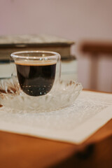 an expresso coffee shot closeup