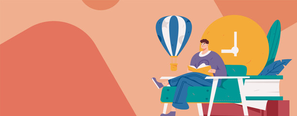 Character reading quietly vector concept operation hand drawn illustration
