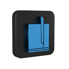 Blue File document icon isolated on transparent background. Checklist icon. Business concept. Black square button.