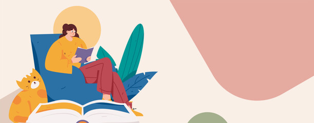 Character reading quietly vector concept operation hand drawn illustration
