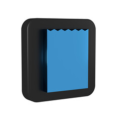 Blue Paper shopping bag icon isolated on transparent background. Package sign. Black square button.