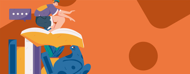 Character reading quietly vector concept operation hand drawn illustration
