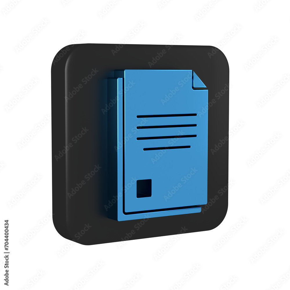 Poster blue file document icon isolated on transparent background. checklist icon. business concept. black 