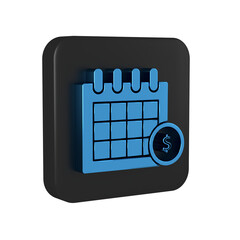 Blue Financial calendar icon isolated on transparent background. Annual payment day, monthly budget...