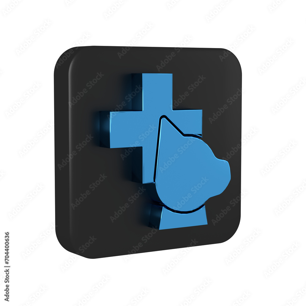 Canvas Prints blue veterinary clinic symbol icon isolated on transparent background. cross with dog veterinary car