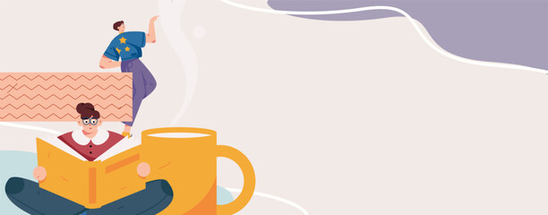 Character reading quietly vector concept operation hand drawn illustration
