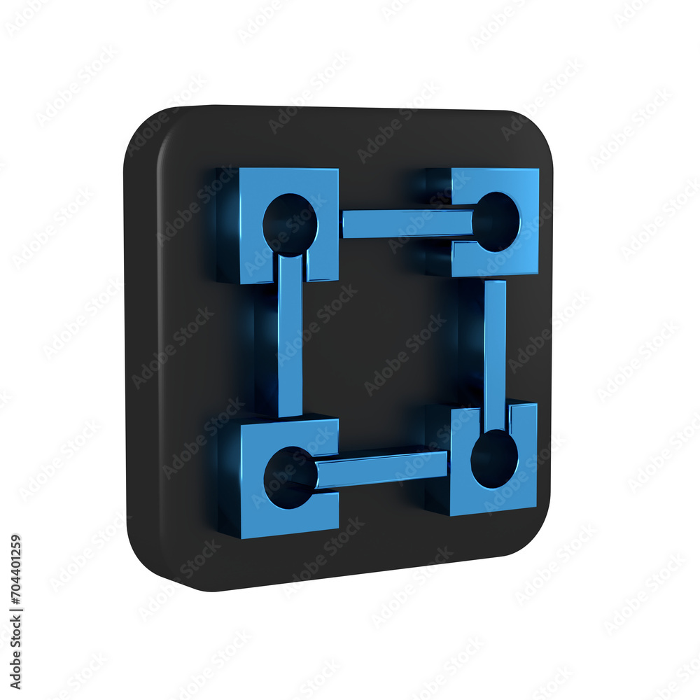 Poster blue blockchain technology icon isolated on transparent background. cryptocurrency data. abstract ge