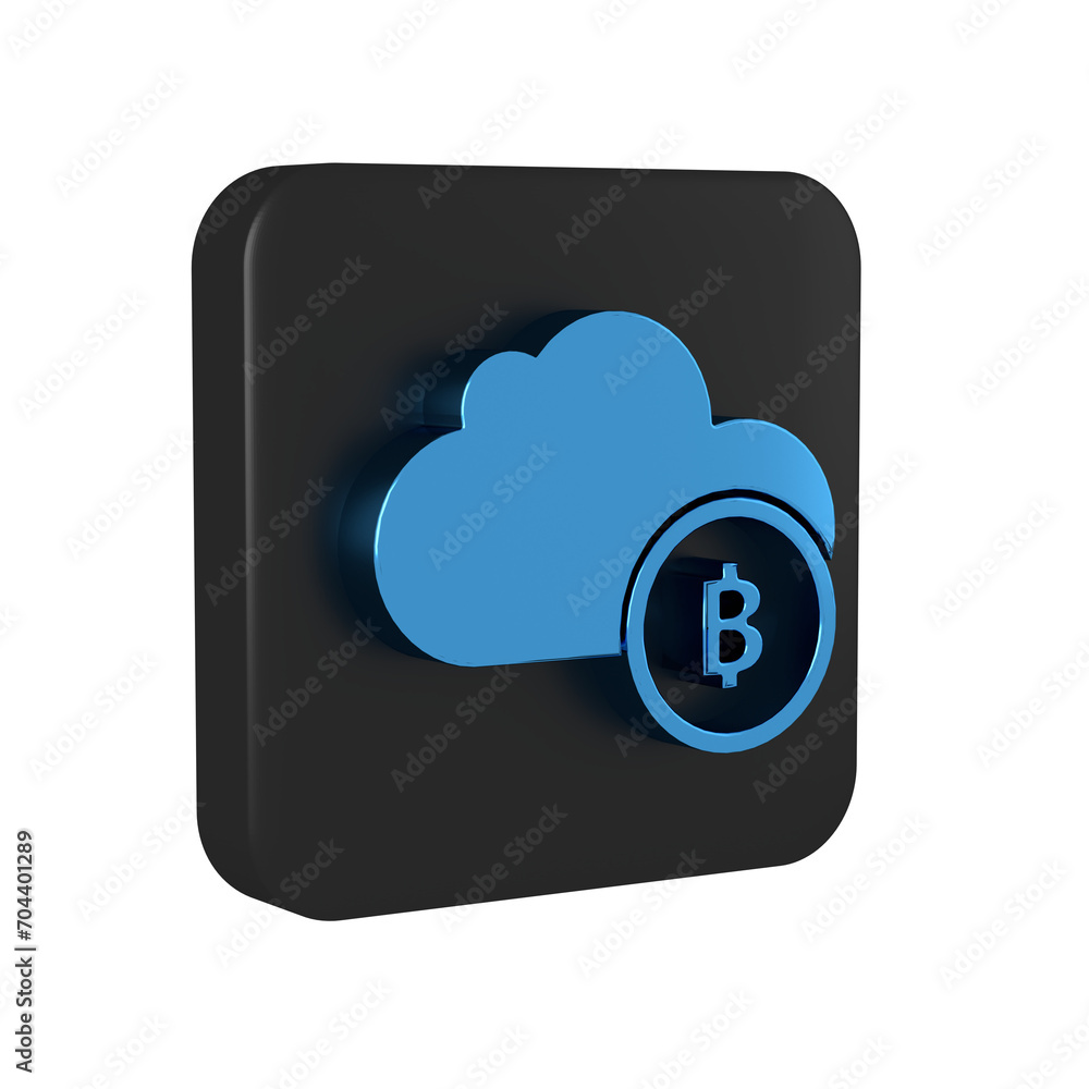 Poster blue cryptocurrency cloud mining icon isolated on transparent background. blockchain technology, bit