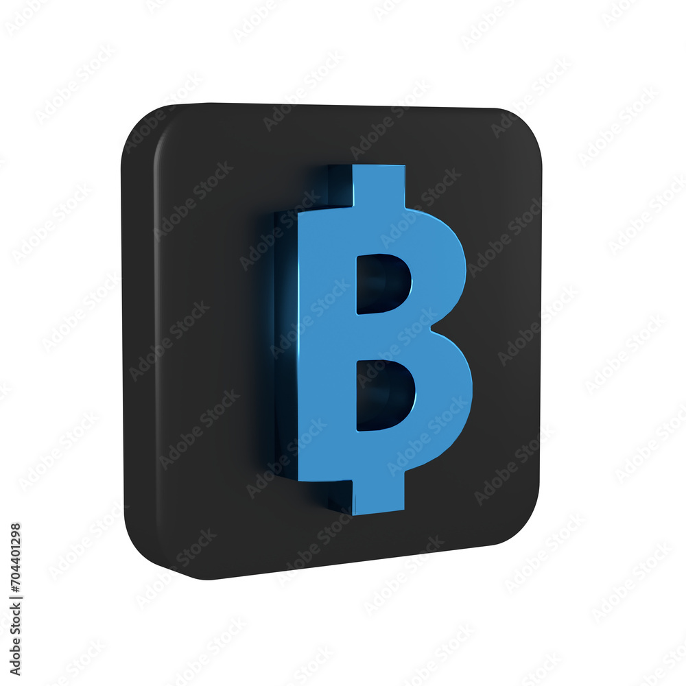 Poster blue cryptocurrency coin bitcoin icon isolated on transparent background. physical bit coin. blockch