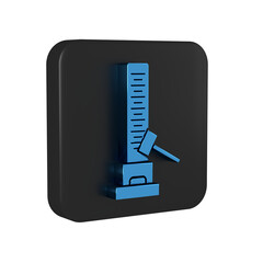 Blue High striker attraction with big hammer icon isolated on transparent background. Attraction...
