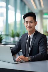 businessman working on laptop