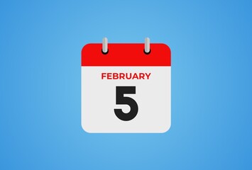 05 February 2024 calendar icon on blue background. Illustration design. 
