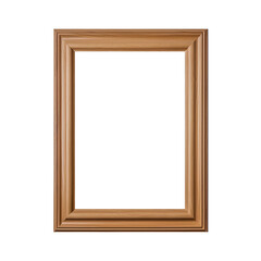 Plain walnut wood frame for portraits with transparent background