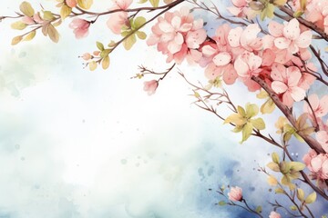 Fototapeta premium watercolor cherry flowers, pastel colors