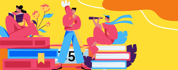 Character reading quietly vector concept operation hand drawn illustration
